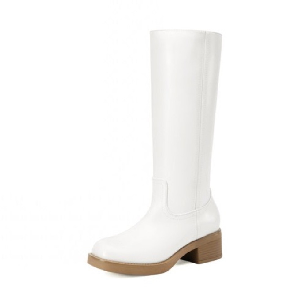 Chunky Block Heel Knee High Boots